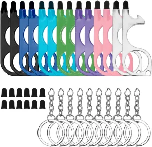 14Pcs No Touch Door Opener Tool with Stylus, Key Touchless Door Opener with Keychain Multifunctional Button Pusher Bulk Heavy-duty Safe Touch Reusable - Germ Key Tool