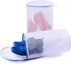 2 Pack Shoes Wash Bags,Shoe Washing Machine Bag,shoe laundry bag for washing machineHoneycomb Mesh Laundry Bags with Zipper for Sneakers,Running Shoes,Sock,Bras,Delicates and Toys14 in x 7.8 in