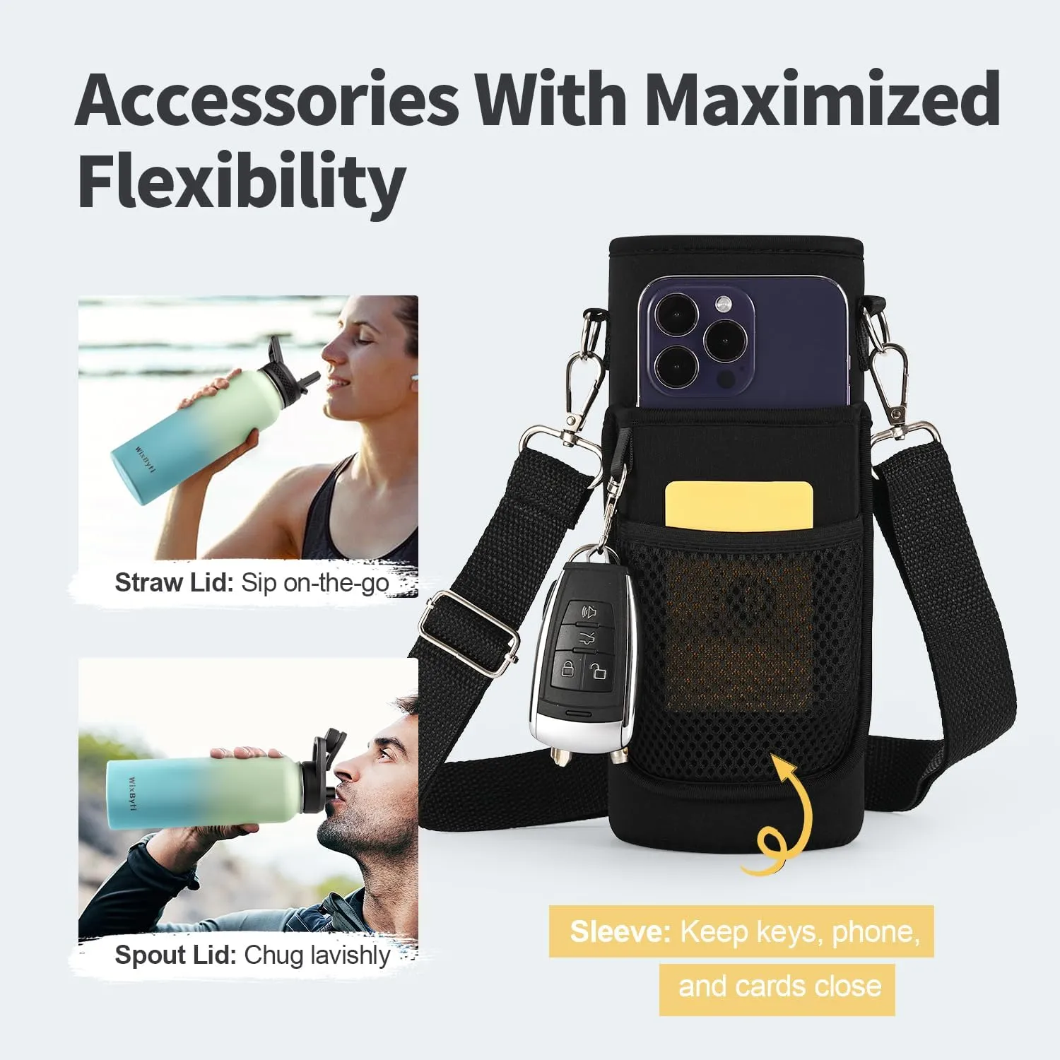 40 oz Insulated Water Bottle with Straw (Cold for 48 Hrs), Stainless Steel Triple Wall Vacuum Sports Water Jug, Leakproof Hydro Cup Flask with Paracord Handle & Straw Spout Lids & DIY Stickers