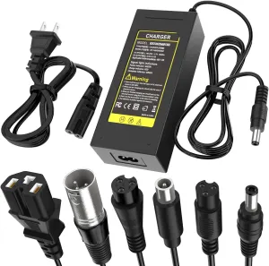 54.6V 2A Fast Charger 7 in 1 Plugs Universal for 48V 13S Lithium Batteries, Pinkind 48V Li-ion Battery Charger Replacement for Razor, Jetson, Voyage, gotrax, ninebot