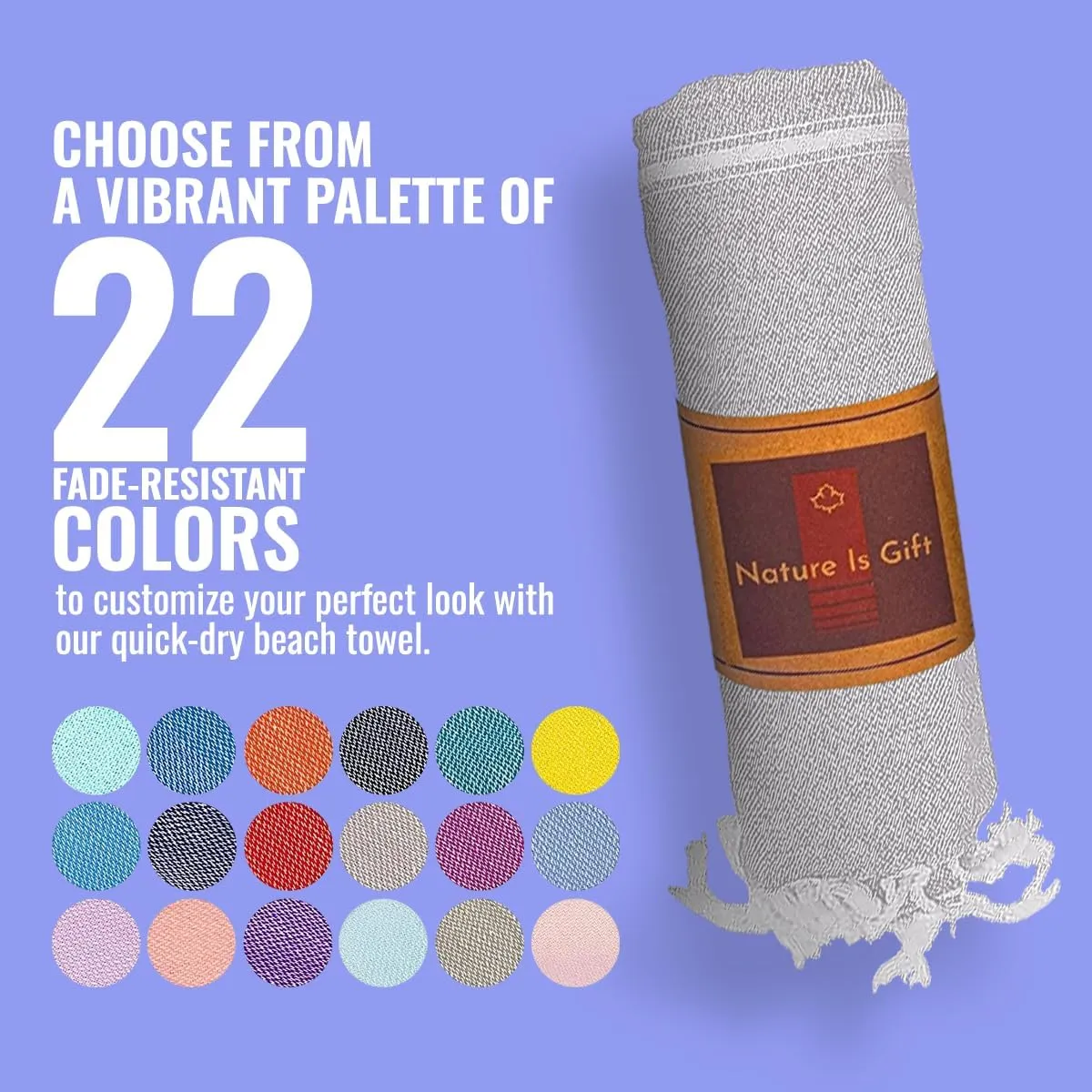 Beach Towel 100% Cotton Turkish Beach Towel Adult 38x70 Inch Pre-washed Absorbent Extra Large|Sand Free Quick Dry BathTowels|Lightweight Blanket|Travel Cruise Camping Spa Gym Yoga Towel|Dapple Grey