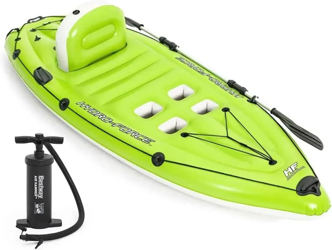 Bestway Hydro-Force Inflatable Kayak, Koracle Inflatable Boat Set for Fishing with Hand Pump and Paddle, 1 Person Capacity
