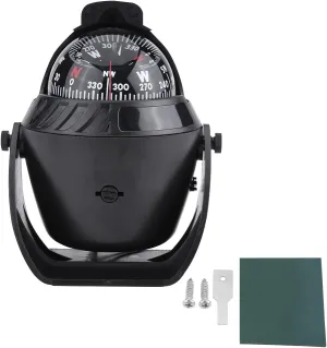 Boat Compass Dash Mount Flush High Precision Boating Compass Dashboard Suction Electronic Pivoting with LED Light for Car Boat Marine Navigation (Black)