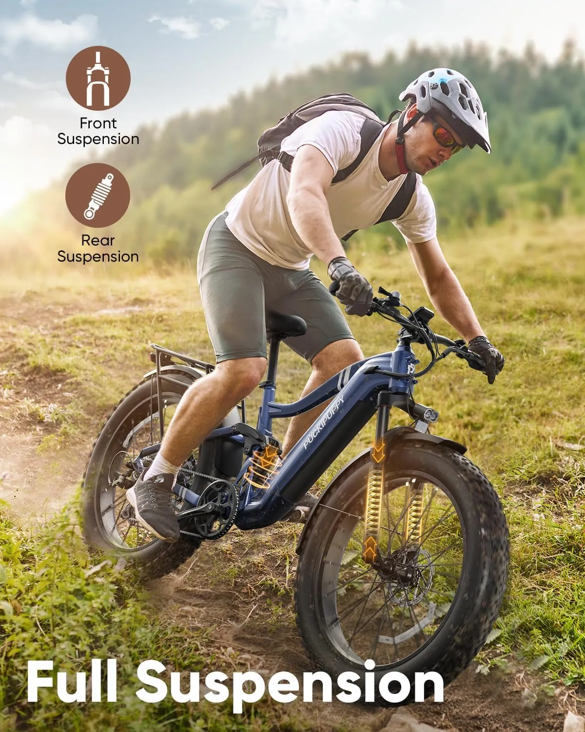Boxer Electric Bike for Adults 960W, Full Suspension 48V 20AH Battery Ebike, 26" Fat Tire 28MPH 80Miles Range Mountain Electric Bicycle, 7 Speed Hydraulic Disc Brake