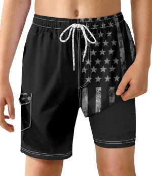Boys Swim Trunks with Compression Liner Quick Dry Swim Shorts Summer Beach Shorts