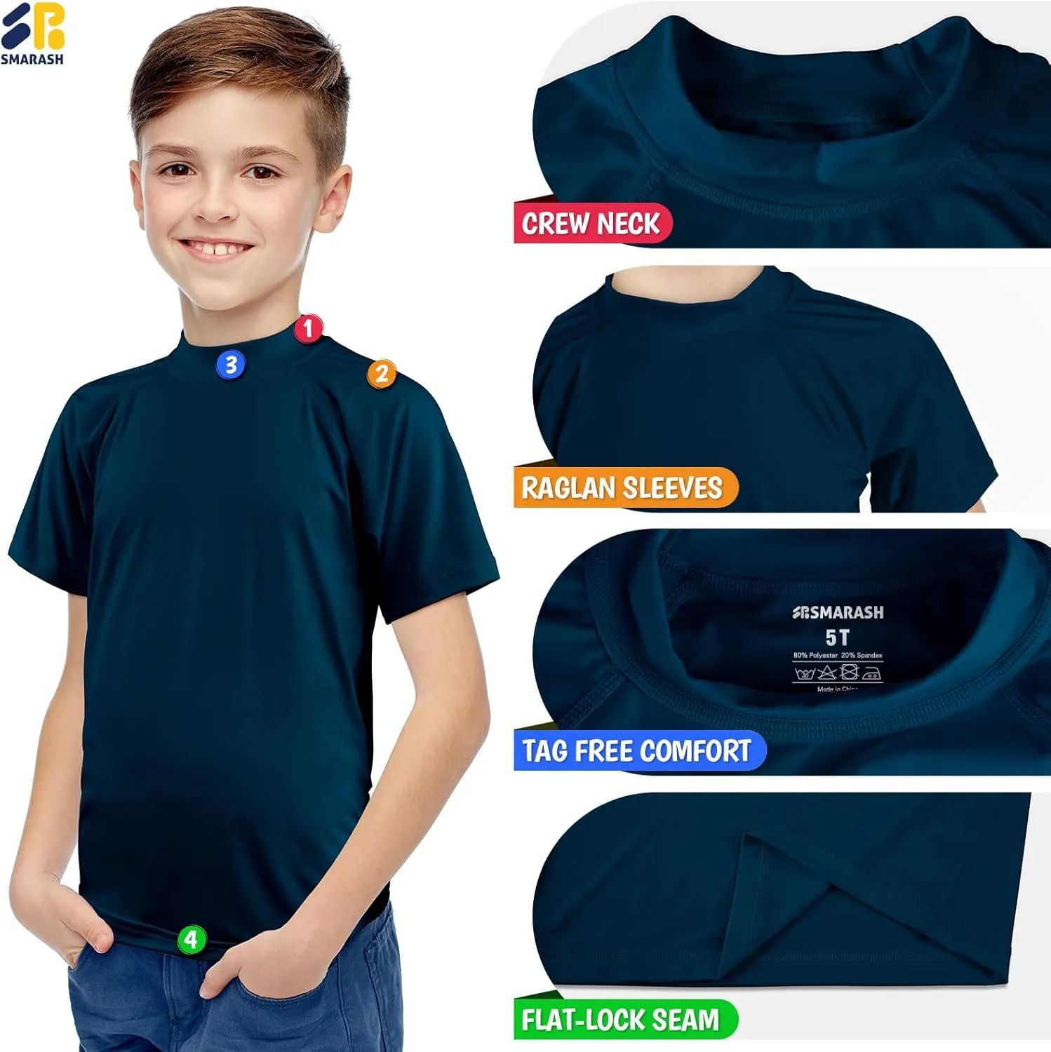 Boy's UPF 50  Rash Guard Swim Shirts Short Sleeve Sun Protection SPF Fishing Surfing Water Beach Shirts Quick Dry