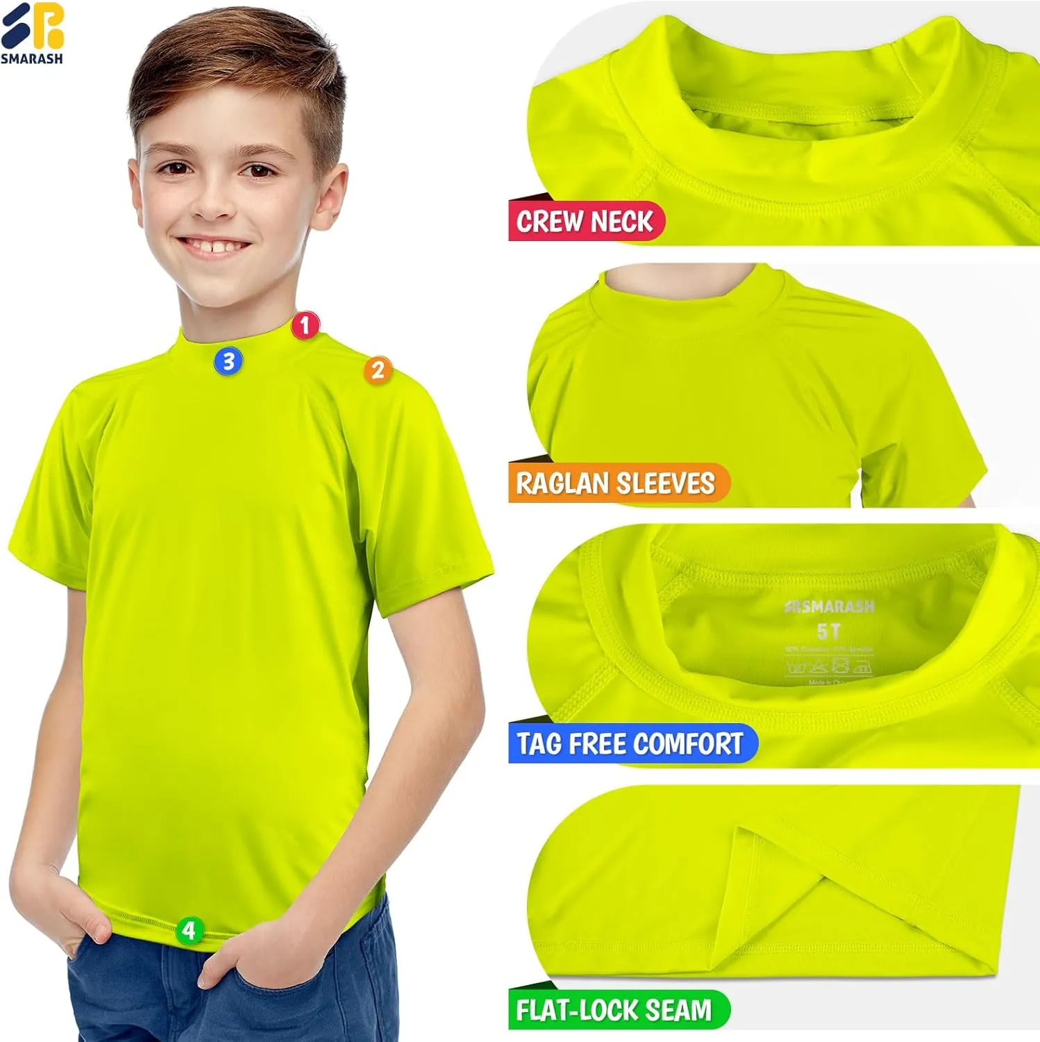 Boy's UPF 50  Rash Guard Swim Shirts Short Sleeve Sun Protection SPF Fishing Surfing Water Beach Shirts Quick Dry