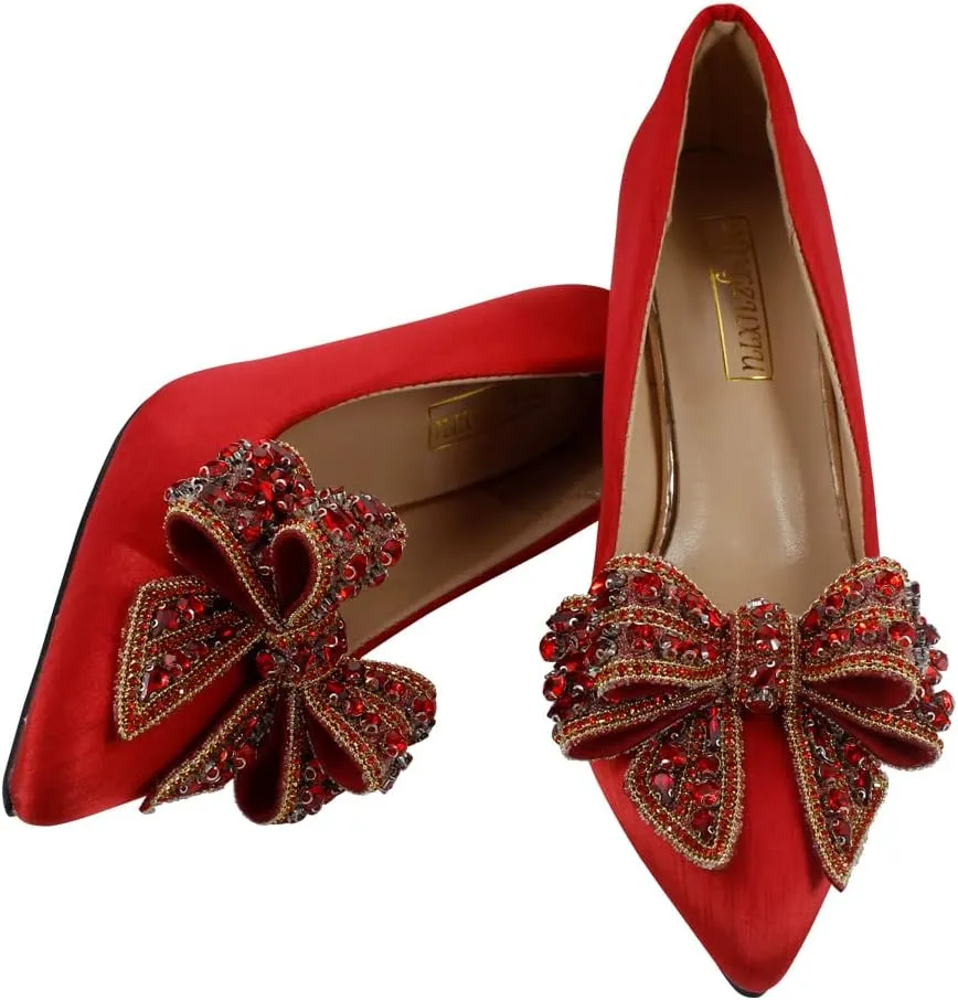 DIY Craft Knot Bow Patches with Crystal Rhinestone Applique Bow Tie Patches for Wedding Shoes Decor Brooches 2 Pieces (Black)