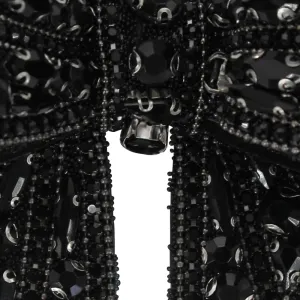 DIY Craft Knot Bow Patches with Crystal Rhinestone Applique Bow Tie Patches for Wedding Shoes Decor Brooches 2 Pieces (Black)