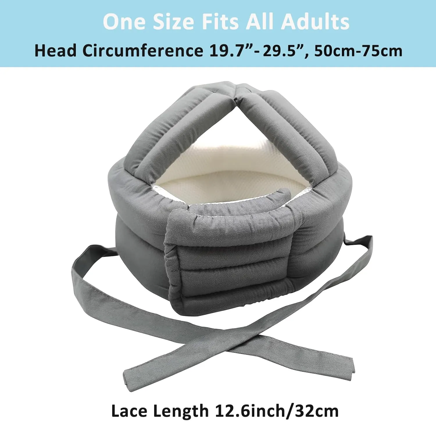 Elderly Protective Helmet, Thick Soft Special Needs Safety Helmet Adjustable Breathable Seniors Fall Prevention Head Protection Cap for Older Surgery Recovery Head Injury Shock (Gray Mesh Inner)