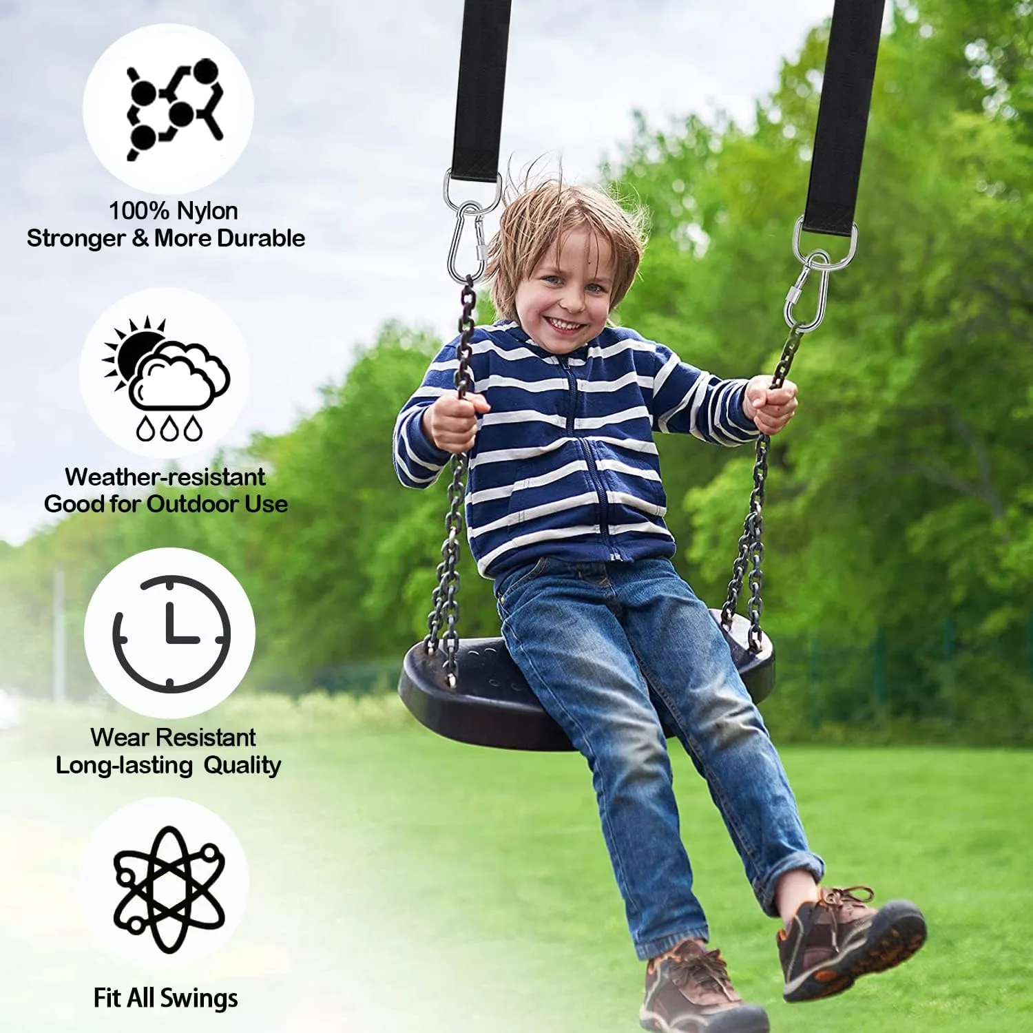 Extra Long Tree Swing Straps, 3FT/8FT/10FT/20FT/30FT Tree Swing Hanging Straps Kit Holds 5000 lbs with Tree Protector, Heavy Duty Carabiner and Swivel Perfect for Swings & Hammocks (20 FT)