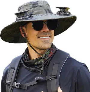 Fan Hat Solar Powered Wide Brim Solar Fan Hat for Men Women Sun Bucket Hats with Solar Fans Built in Fishing Gardening Hats