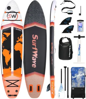 Inflatable Stand Up Paddle Board for Adults & Beginners | 11ft Long & Wide | Stable 6" Thick | Complete SUP Kit for Lakes, Rivers, Ocean