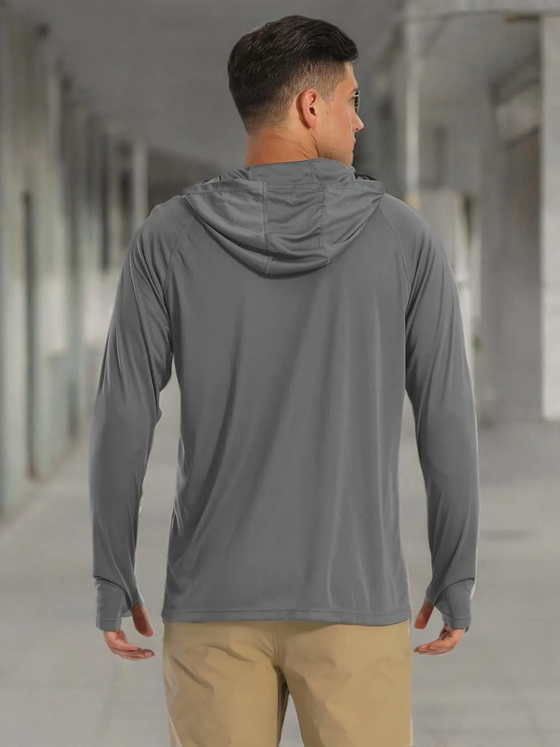 MAGCOMSEN Men's Hooded UPF 50  Sun Protection T Shirts Long Sleeve Athletic Fishing Shirts Rash Guards
