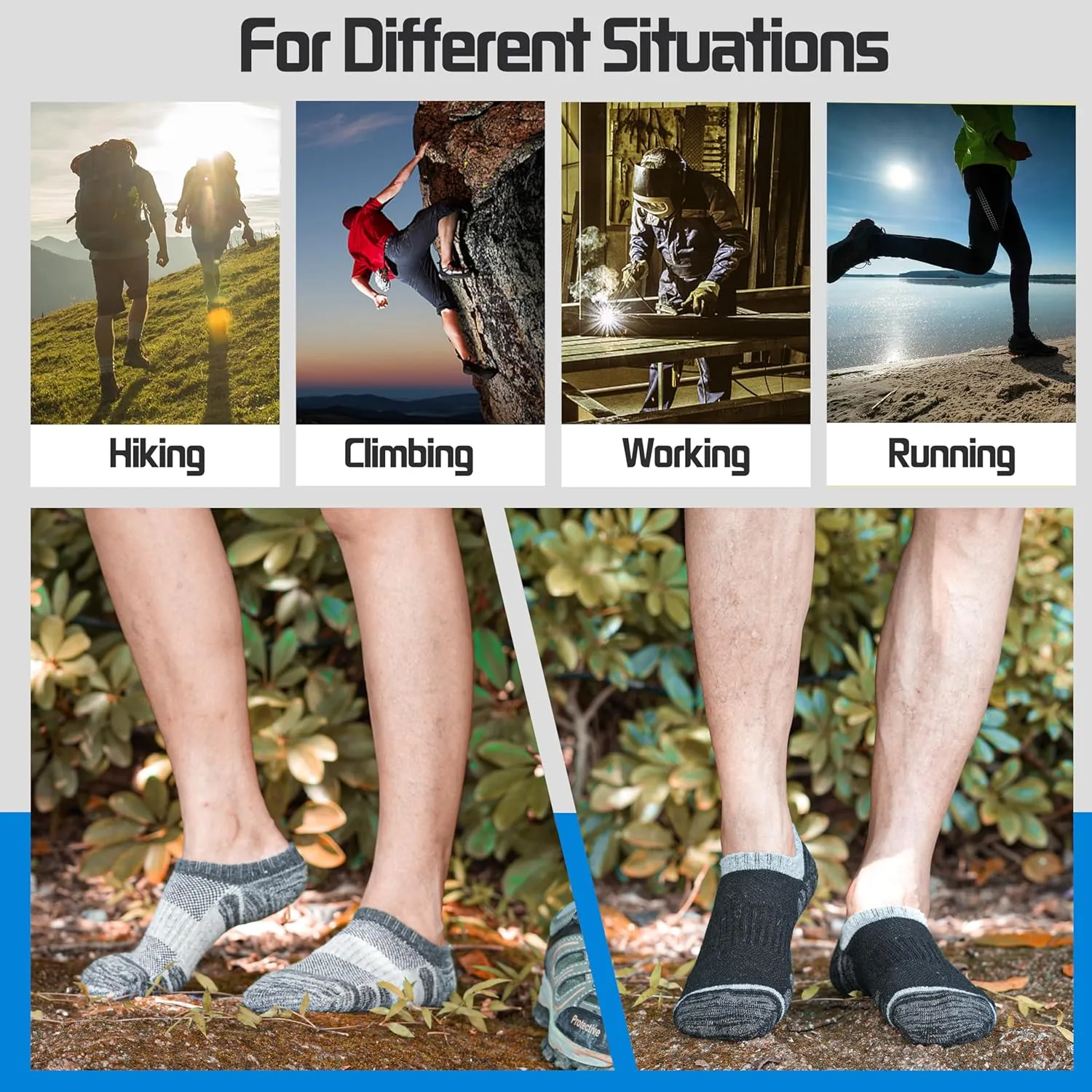 Merino Wool Hiking Running No Show Socks for Women Men Thick Warm Athletic Low Cut Thermal Ankle Socks 6 Pairs