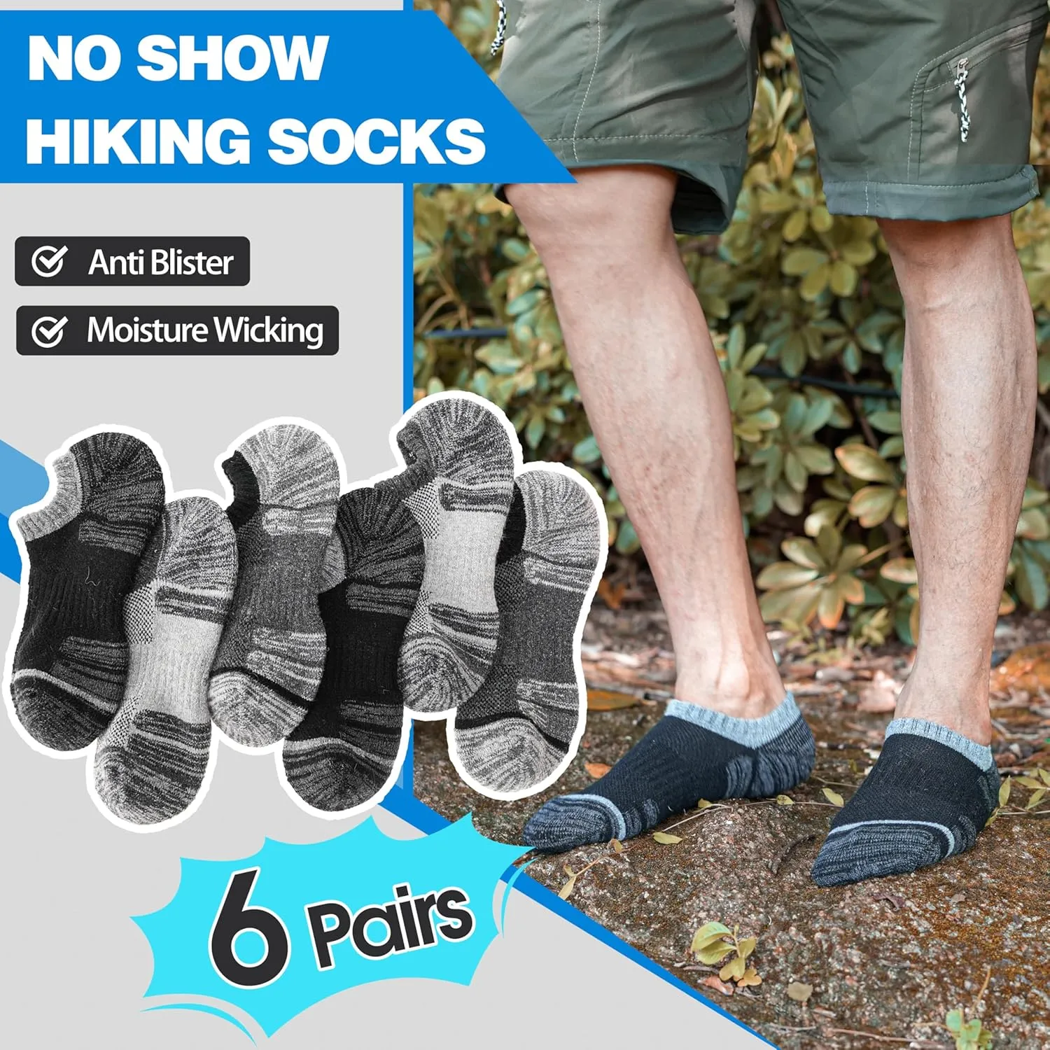 Merino Wool Hiking Running No Show Socks for Women Men Thick Warm Athletic Low Cut Thermal Ankle Socks 6 Pairs