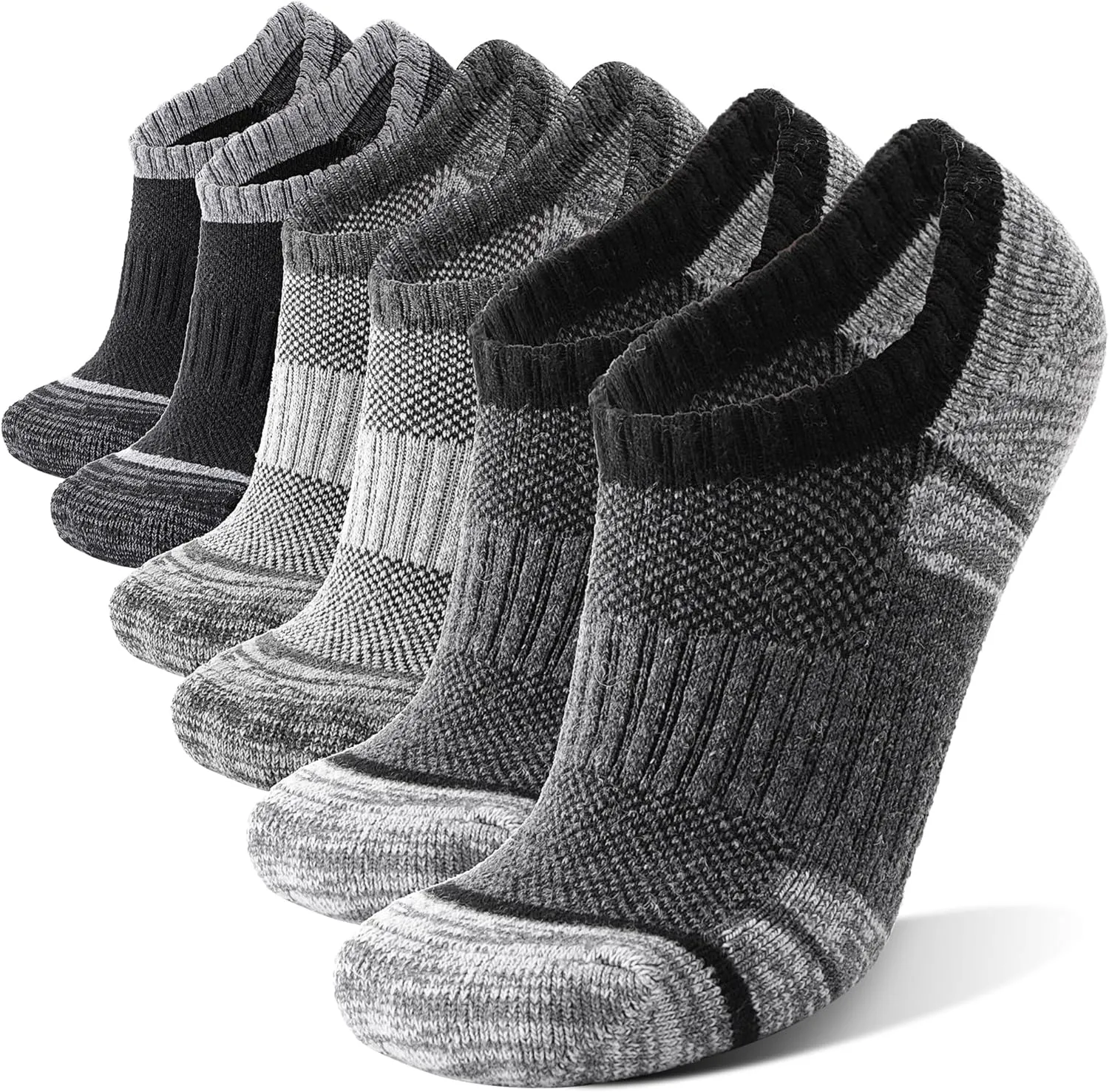 Merino Wool Hiking Running No Show Socks for Women Men Thick Warm Athletic Low Cut Thermal Ankle Socks 6 Pairs