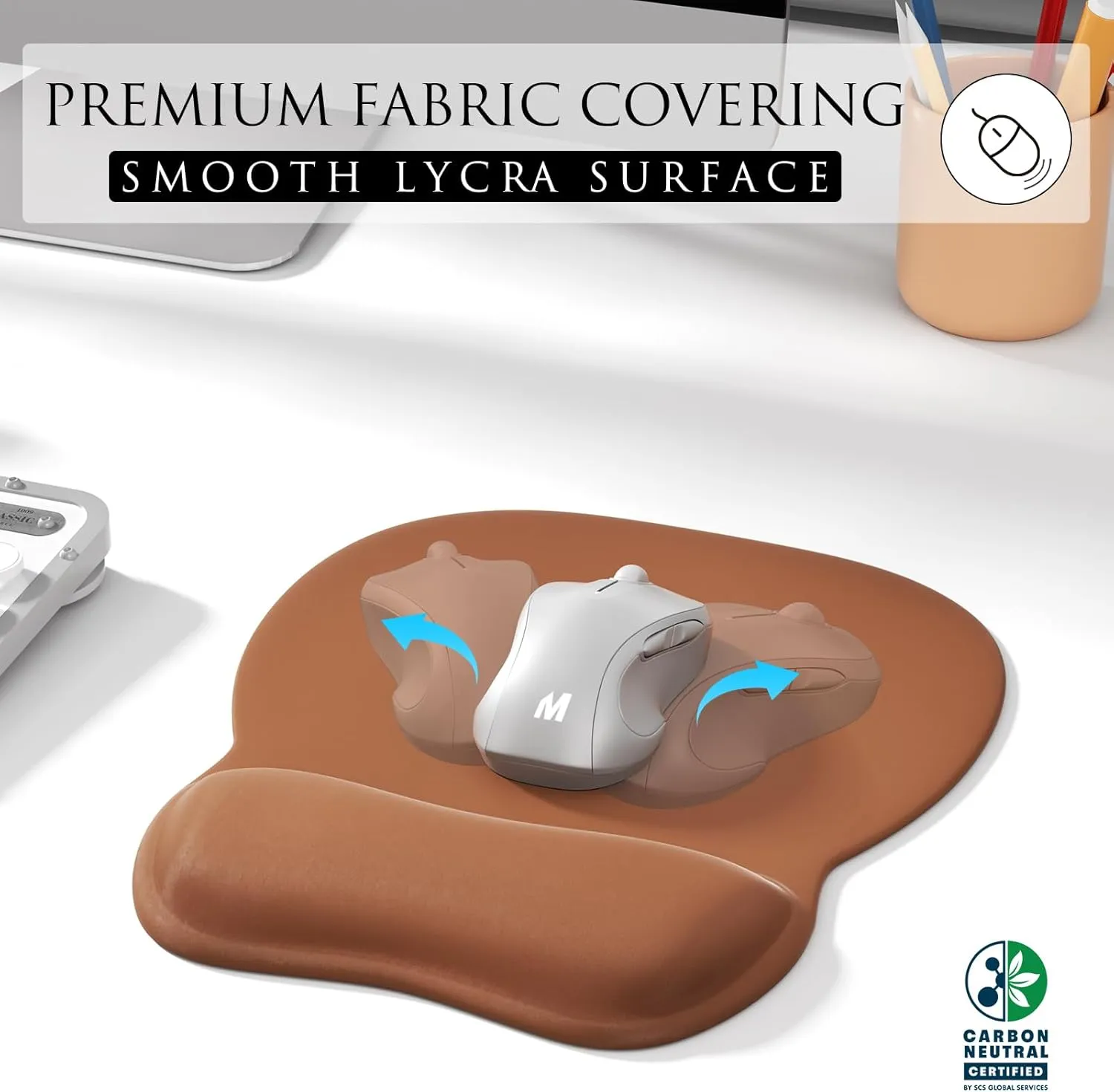 MROCO Ergonomic Mouse Pad with Gel Wrist Rest, Comfortable Mousepad with Smooth Wrist Support Surface and Non-Slip PU Base for Pain Relief, Computer, Laptop, Office & Home, 9.4 x 8.1 in, Coffee Brown