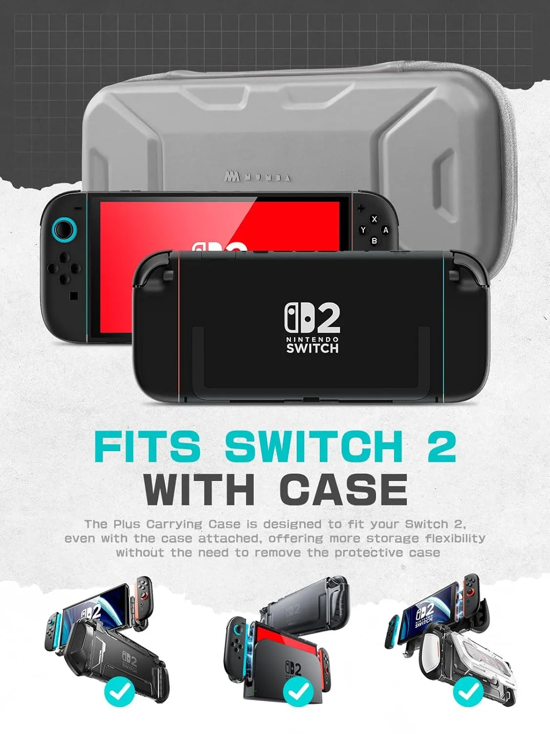 Mumba Carrying Case for Nintendo Switch 2 2025, [Plus Version] Portable Protective Travel Carry handbag Pouch for Blade/Titan Case [Large Capacity] (White)