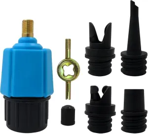 New Inflatable SUP Valve Adapter with 4 Air Valve Nozzles for Paddleboards, Canoes, Rubber Boats, Assault Boats, Flushing Pools, Floating Rows, Inflatable Beds, Dinghy, Kayak, 4 in 1