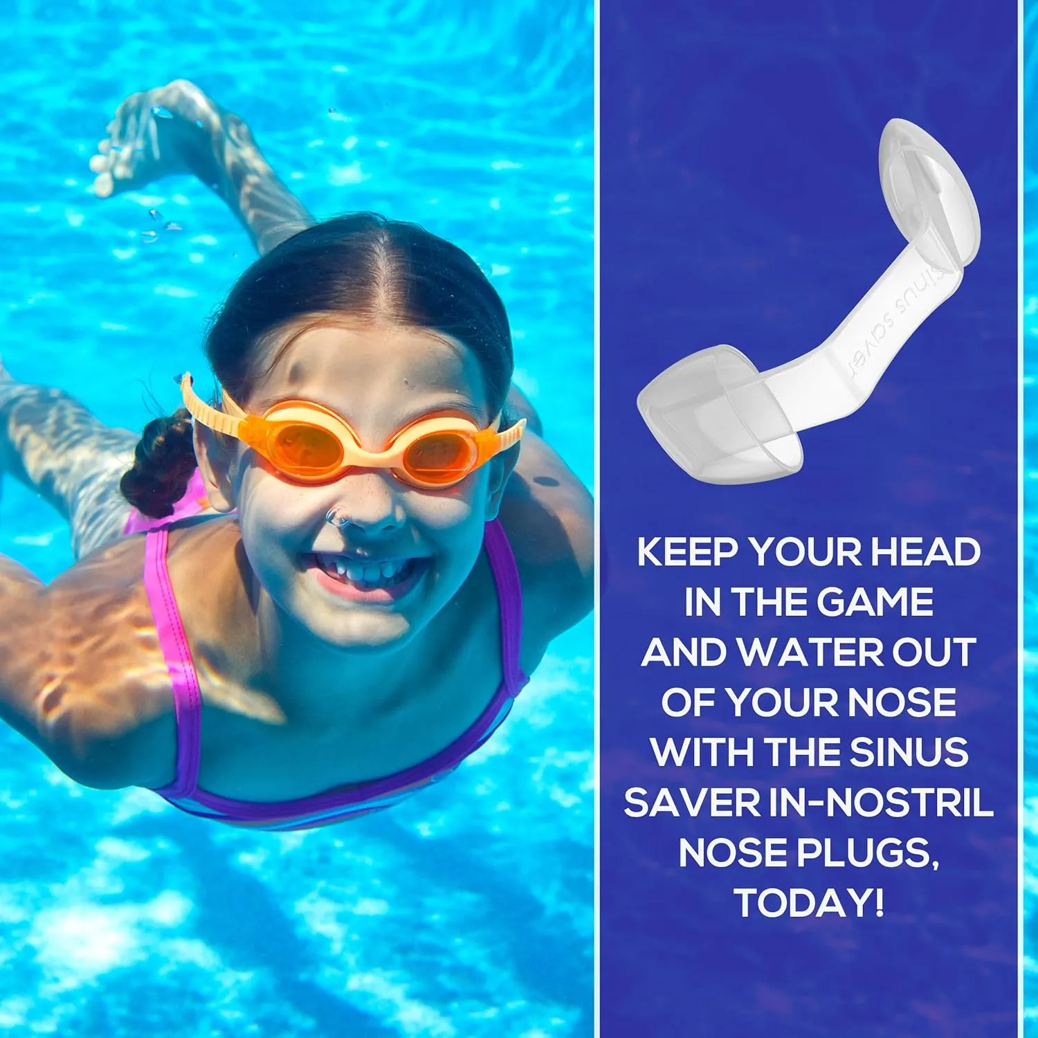 Nose Plugs LG- Waterproof Soft Silicone Swimming Protectors Plugs for Swimmers, Surfers & Water Sports Players - Nostril Plugs for Kids & Adults for Swimmers in Multiple Sizes