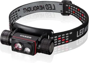 Oaker XP102 USB-C Rechargeable Headlamp 1000 Lumen Floodlight & Spotlight IPX8 Waterproof LED Headlight with Adjustable Headband and Magnetic, Hand Free Head Lamp for Camping Hiking Hardhat