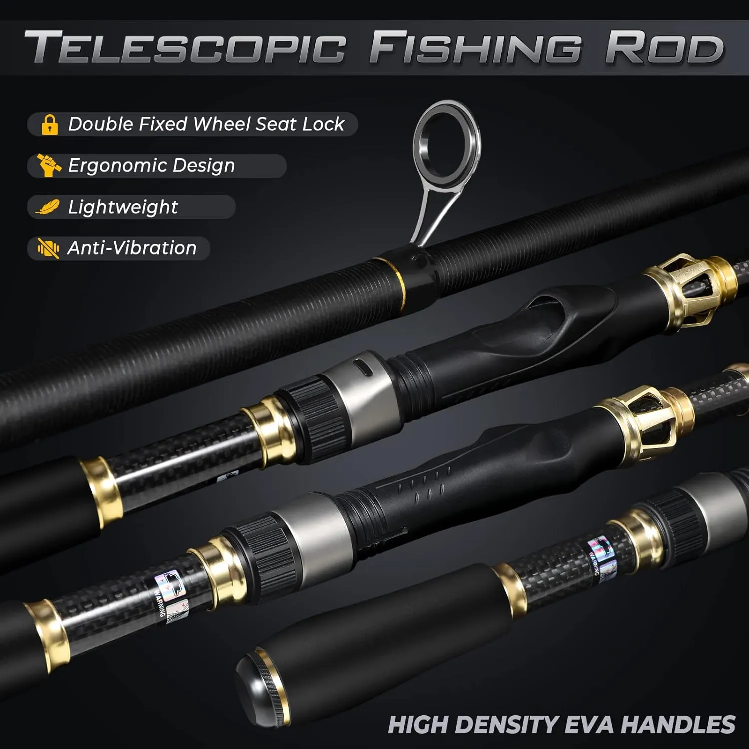 PLUSINNO Fishing Rod and Reel Combo,Fishing Pole,Telescopic Fishing Rod Kit with Spinning Reel, Telescopic Fishing Pole with Carrier Bag for Freshwater Saltwater for Men Women