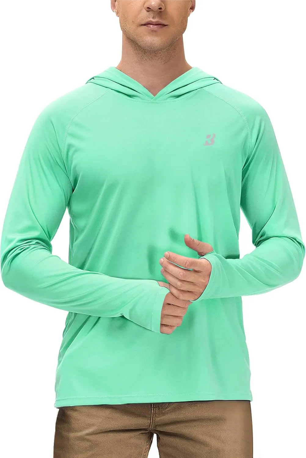 Roadbox Mens UPF 50  Fishing Shirts, Long Sleeve UV Sun Protection Hoodie, Rash Guard for Hiking Running Workout Swimming