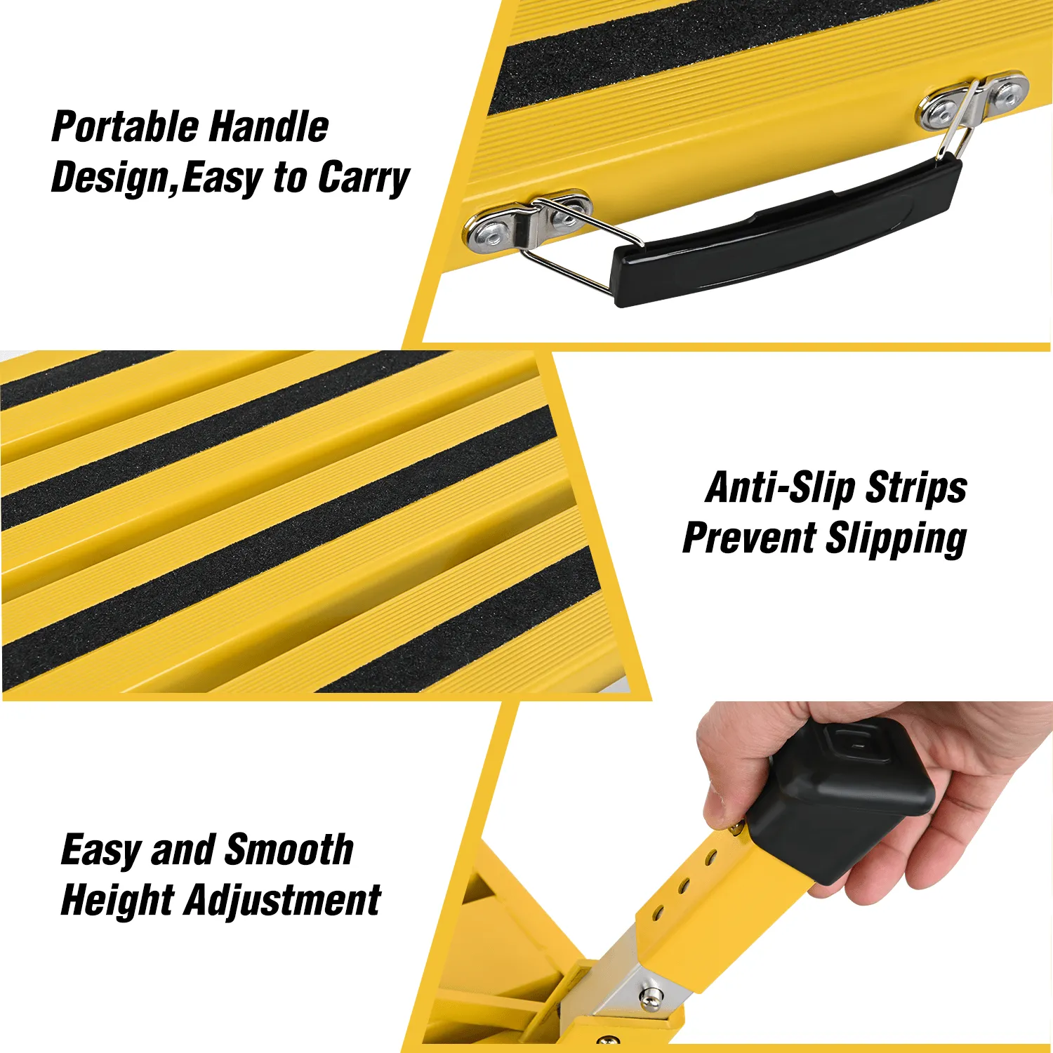RV Yellow Folding Aluminum 4 Levels Adjustable Height Portable Platform Step