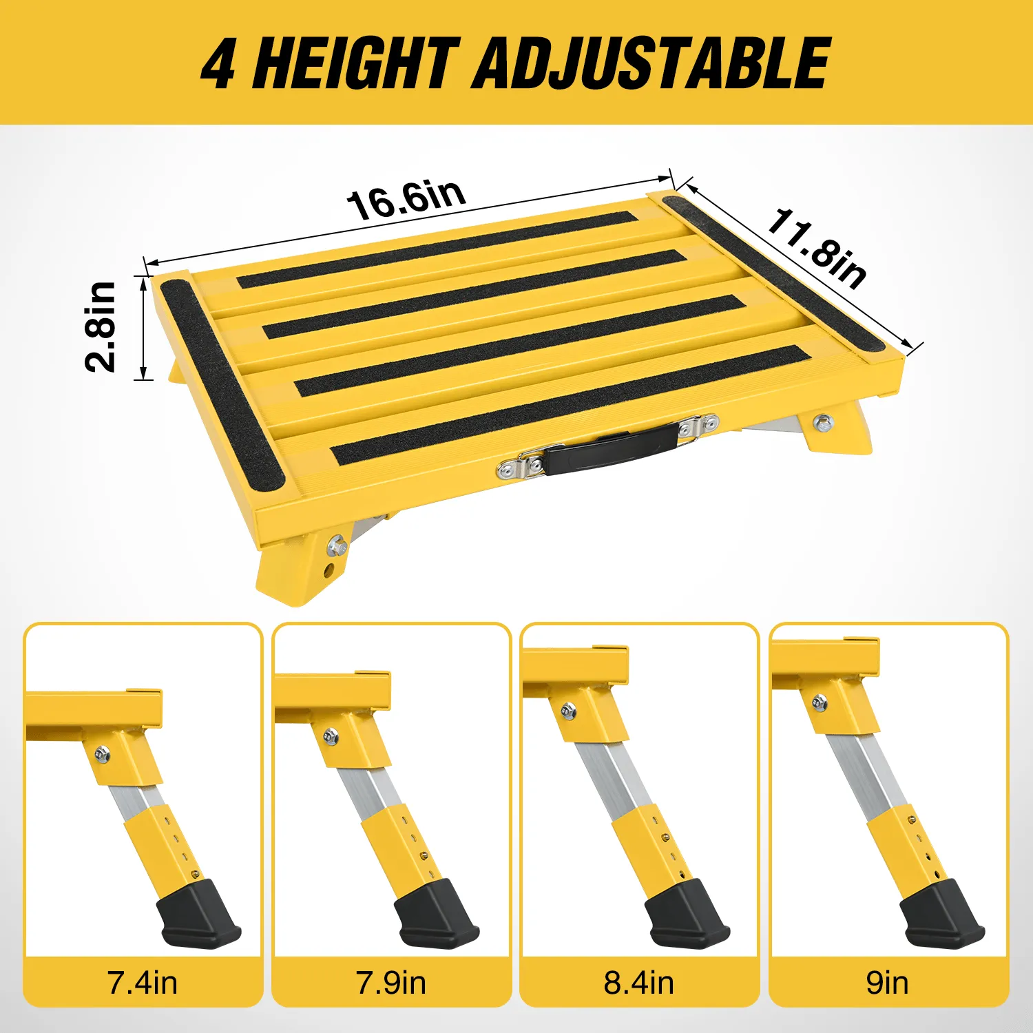 RV Yellow Folding Aluminum 4 Levels Adjustable Height Portable Platform Step