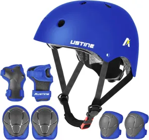 Skateboard Helmet, Bike Helmet, Protective Gear Set Knee Elbow Wrist Pads for Kids Boys Girls Toddler Youth Adults Multi-Sports Scooter Roller Skate Inline Skating Cycling Rollerblading