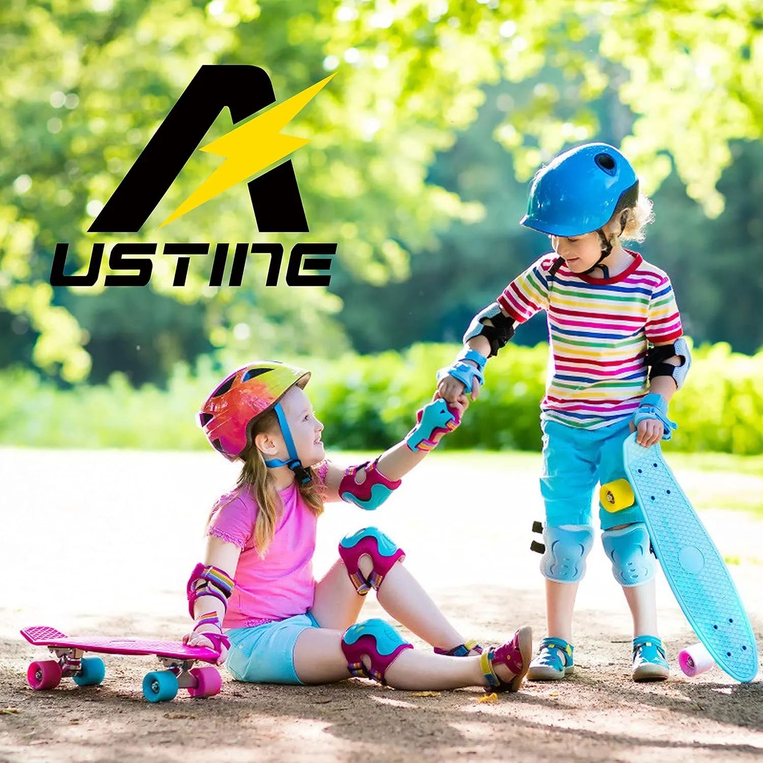 Skateboard Helmet, Bike Helmet, Protective Gear Set Knee Elbow Wrist Pads for Kids Boys Girls Toddler Youth Adults Multi-Sports Scooter Roller Skate Inline Skating Cycling Rollerblading