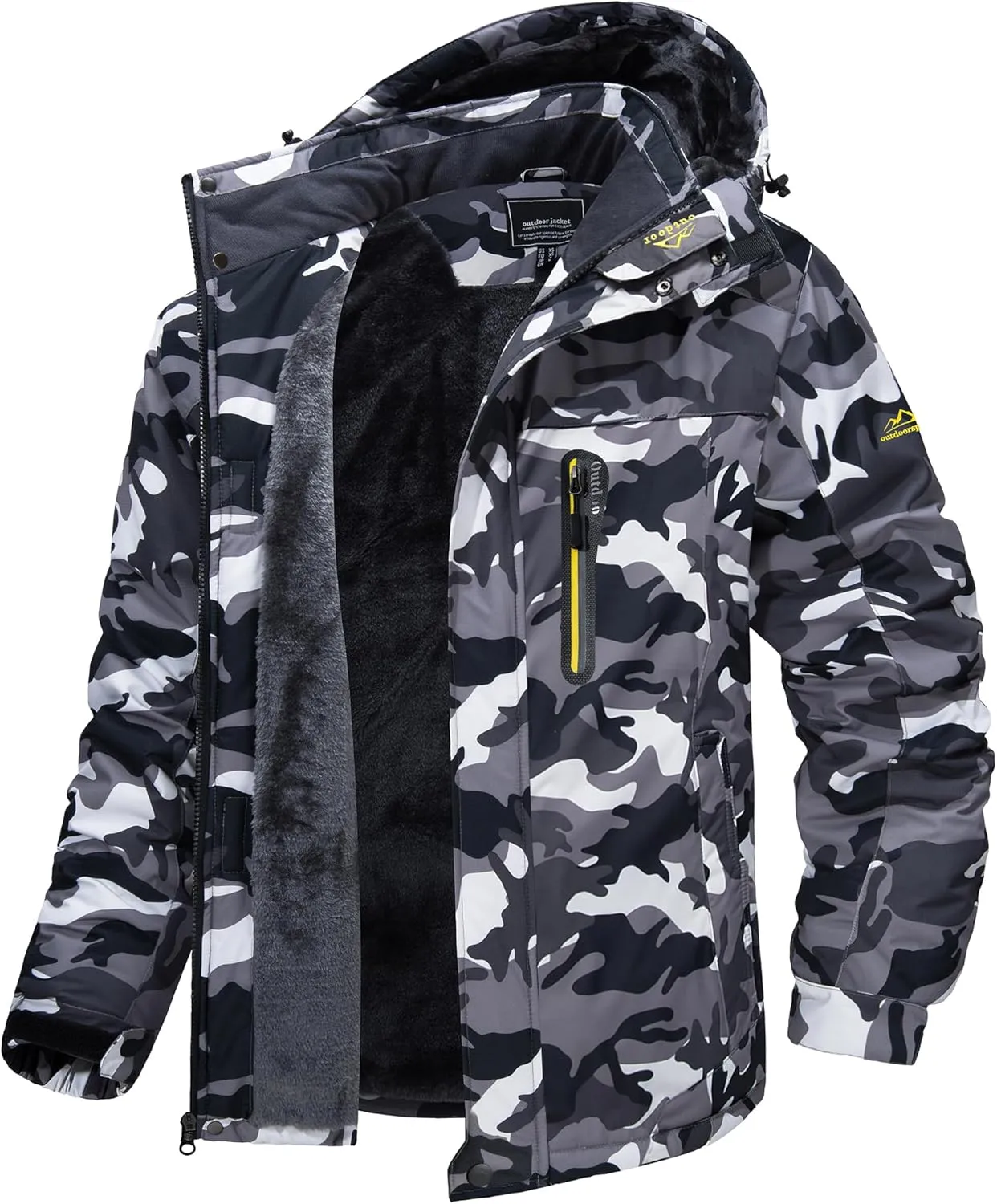 TACVASEN Men's Winter Ski Jacket Waterproof Snow Coats Snowboard Fleece Lining Jacket Warm Parka with Hooded