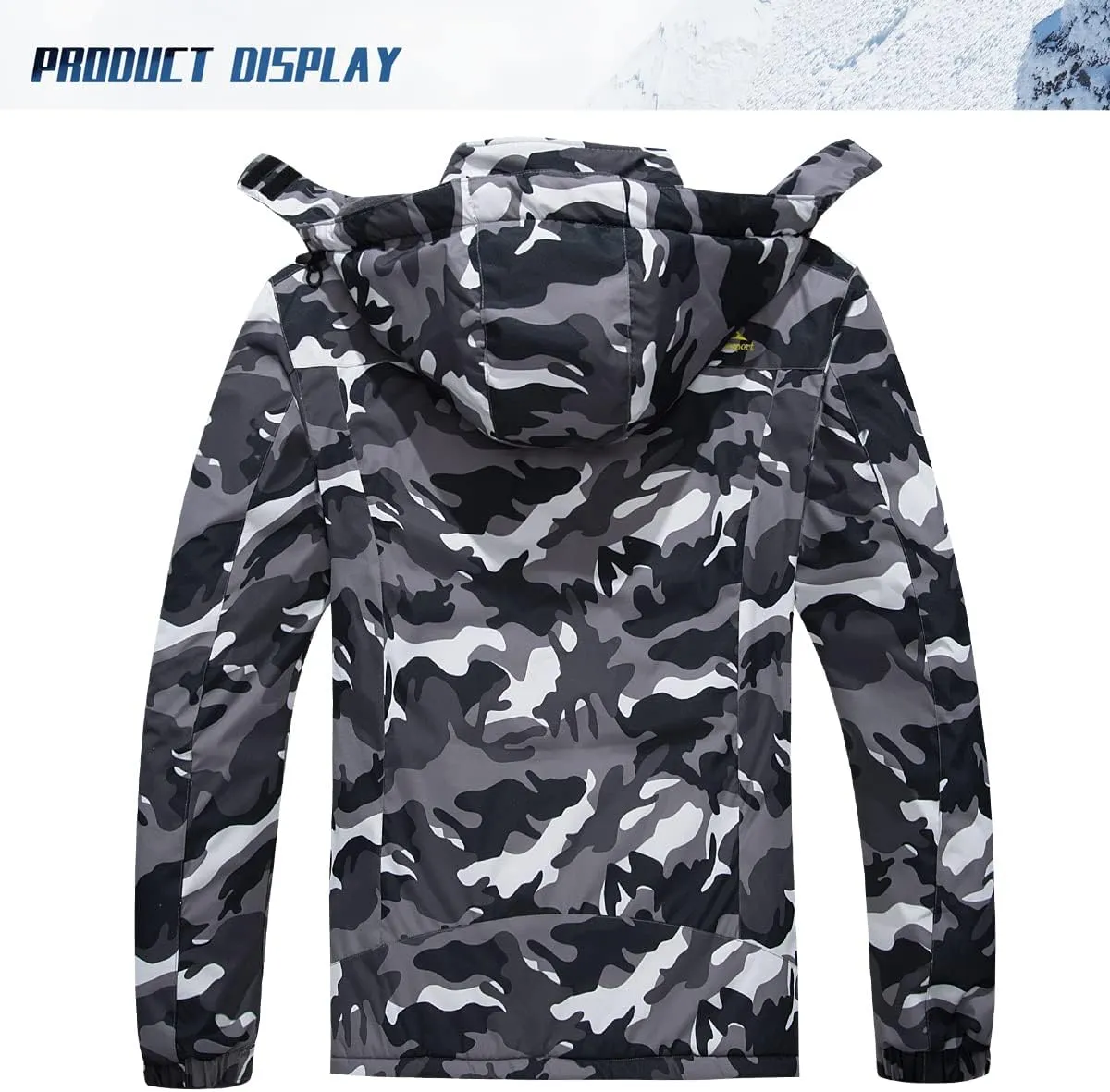 TACVASEN Men's Winter Ski Jacket Waterproof Snow Coats Snowboard Fleece Lining Jacket Warm Parka with Hooded