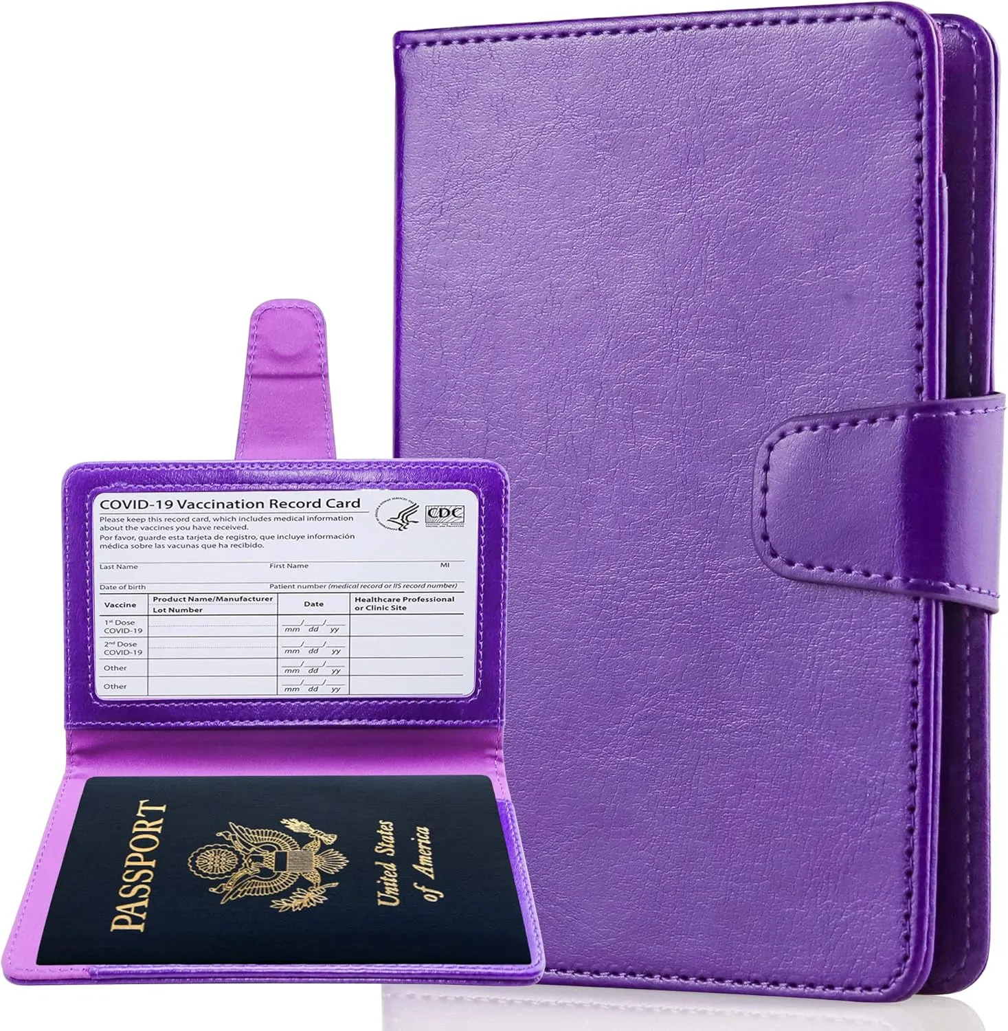 Teskyer Passport Holder for Travel, RFID Passport Cover Wallet with Crdit Card Holder Slots and Air Ticket Pocket, Travel Essentials, Purple