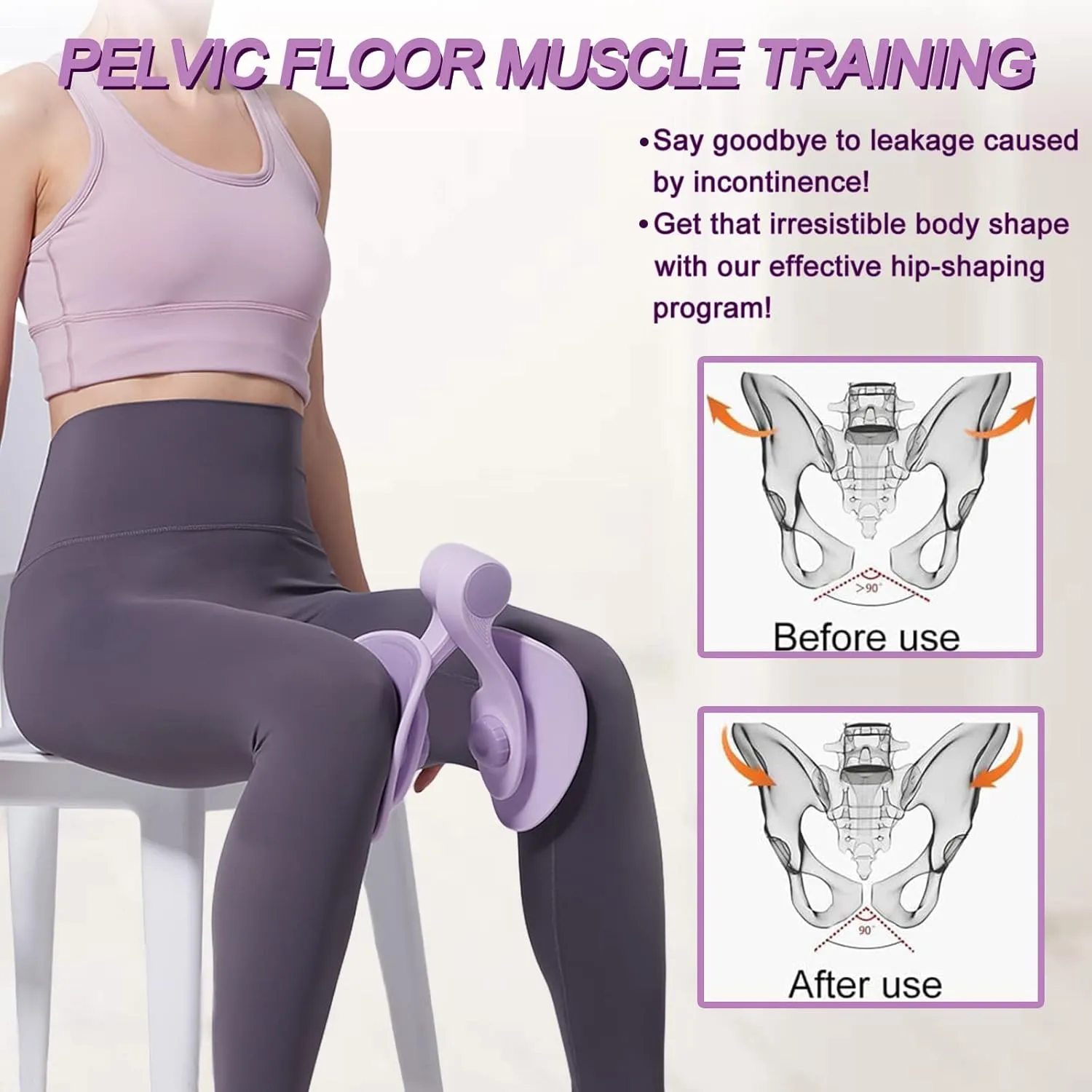 Thigh Exerciser 35lb Pelvic Floor Exercise Devices Inner Thigh Kegel Exerciser Pelvic Floor Muscle Workout Equipment Train for Home Hip Under Desk Exercise Men Women with Band