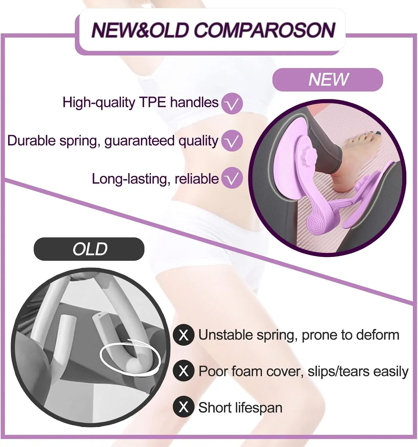 Thigh Exerciser 35lb Pelvic Floor Exercise Devices Inner Thigh Kegel Exerciser Pelvic Floor Muscle Workout Equipment Train for Home Hip Under Desk Exercise Men Women with Band