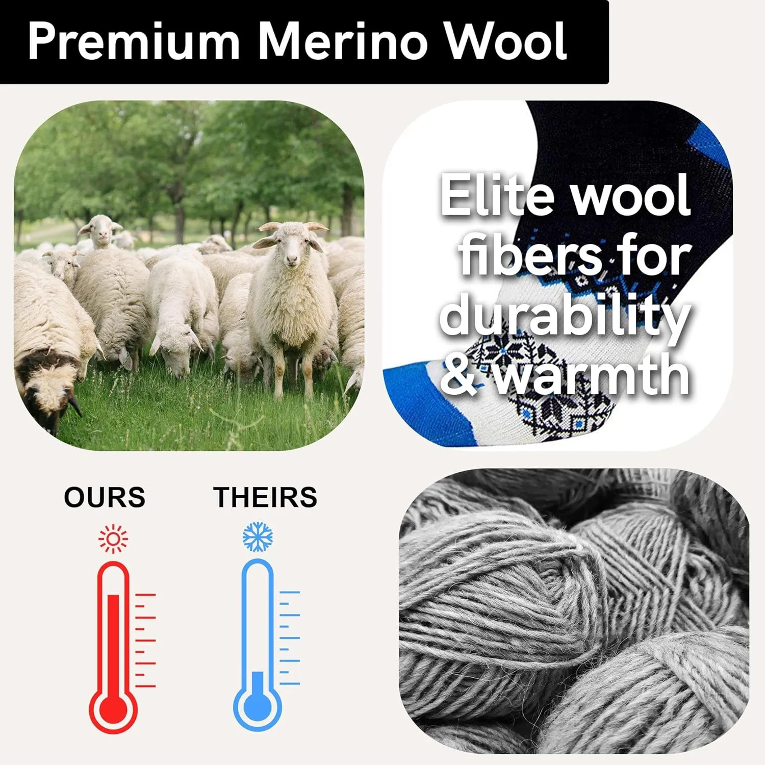 Warm Wool Ski Socks Winter  Women Skiing Merino Snowboard Pack Men