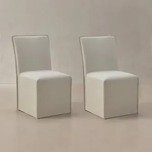Washable Upholstered Dining Chair | 19” Back Height in Eggshell (Set of 2)