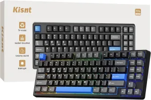 Wireless Mechanical Keyboard,Gasket Mounted with Creamy Sound,Bluetooth/2.4GHz/USB-C,Custom Hot Swappable,RGB Backlit,75% Compact Layout for Gaming/Typing/Win/Mac/PC(Textured Black,Linear Switch