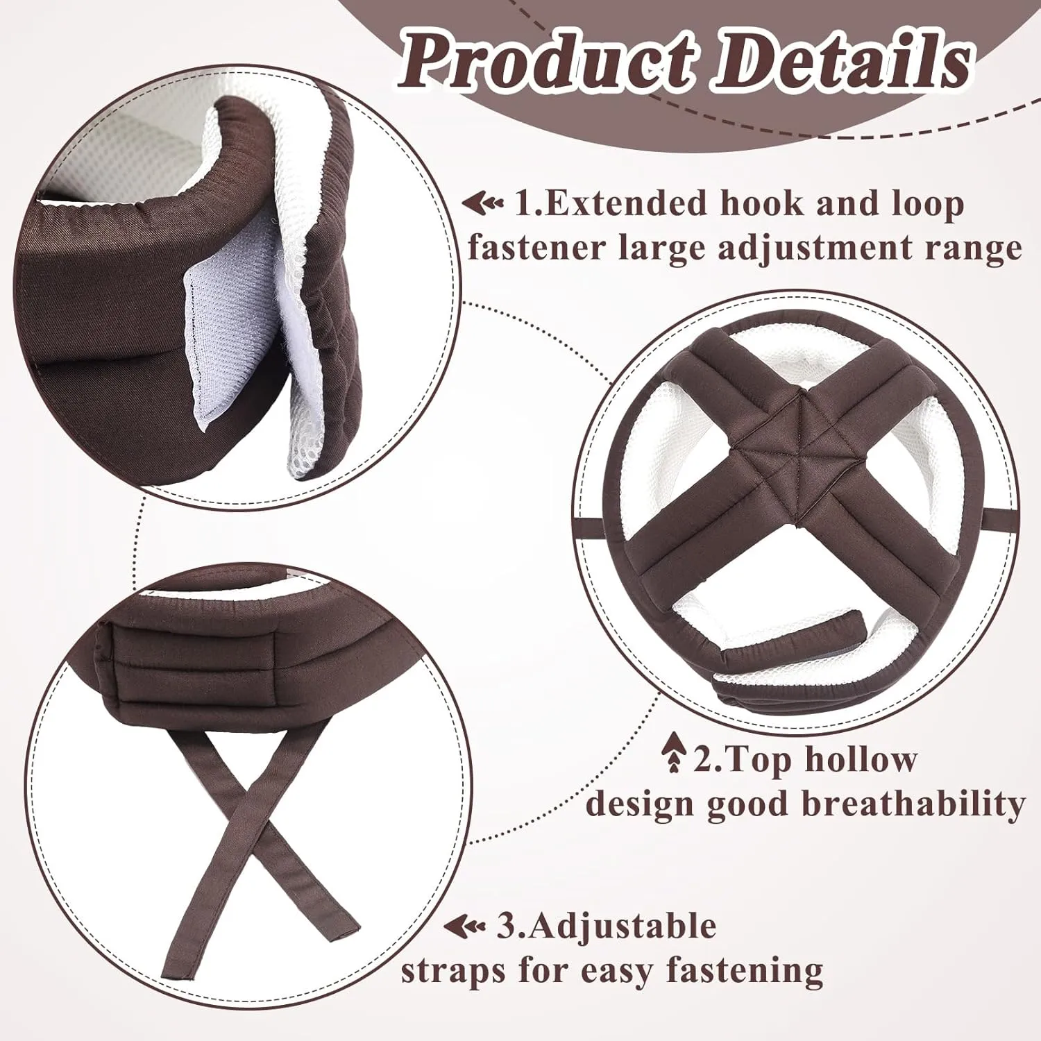 Woanger Anti Fall Elder Head Safety Helmet Thick Soft Protective Hat Adjustable Seniors Fall Prevention Head Protection Cap Breathable Elderly Helmet for Injury Shock Protection